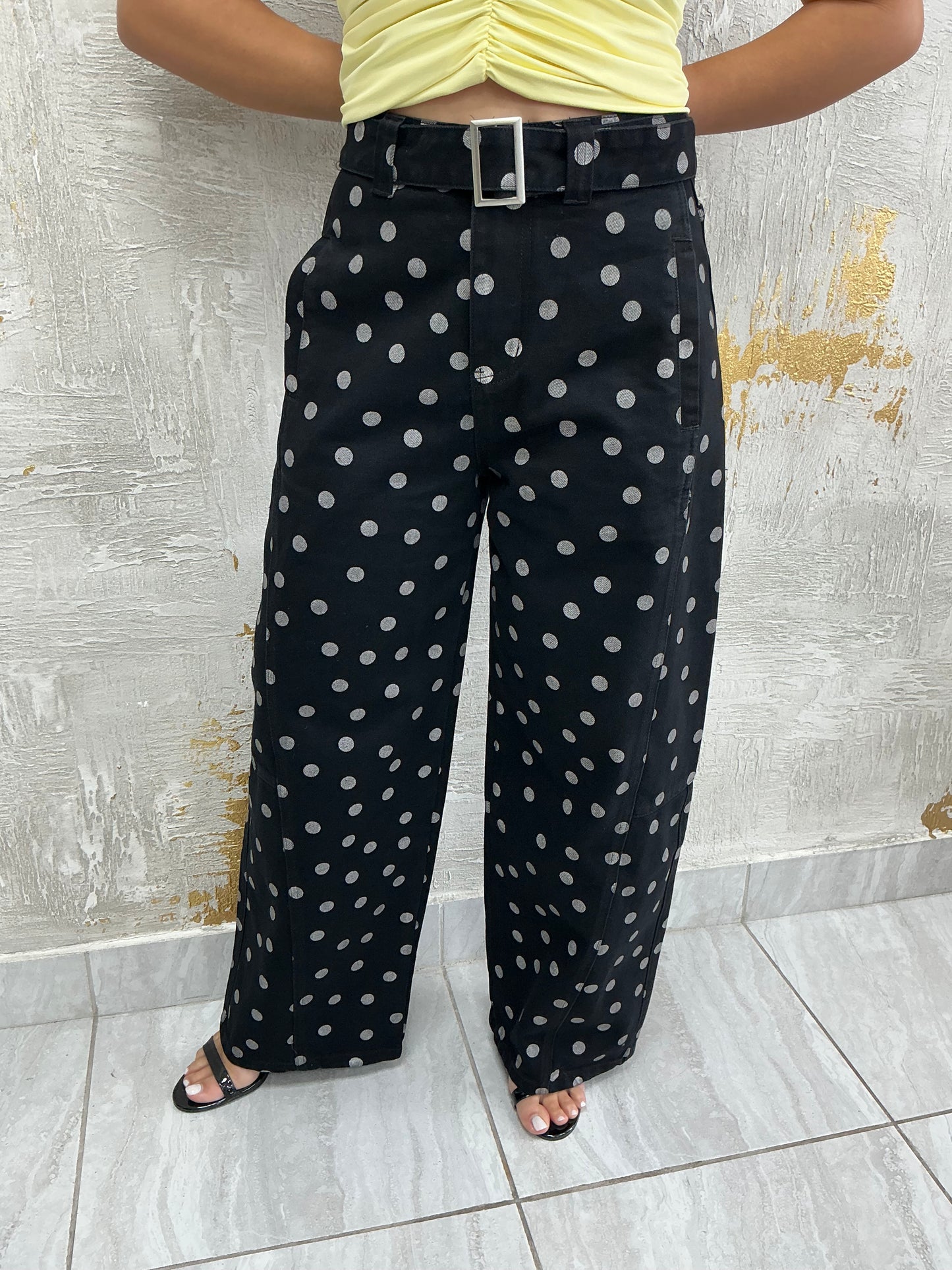 Dots black denim